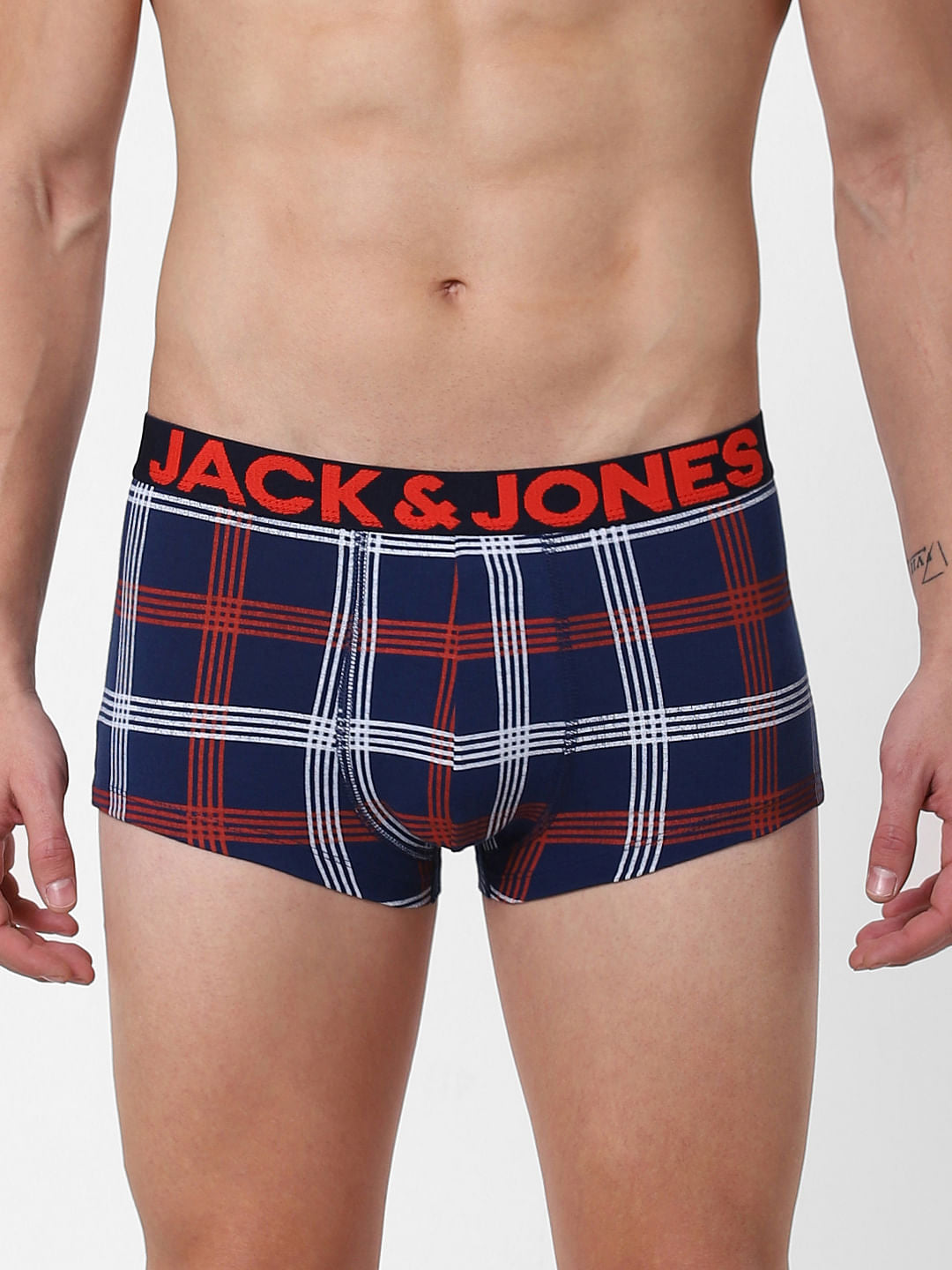 Dark Blue Check Brazilian Trunks - S
