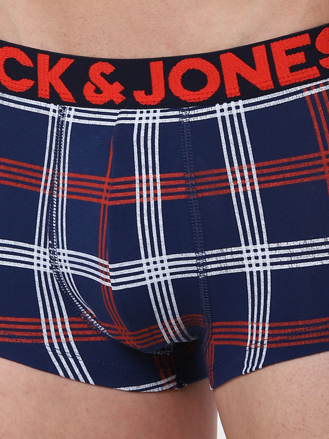 Dark Blue Check Brazilian Trunks