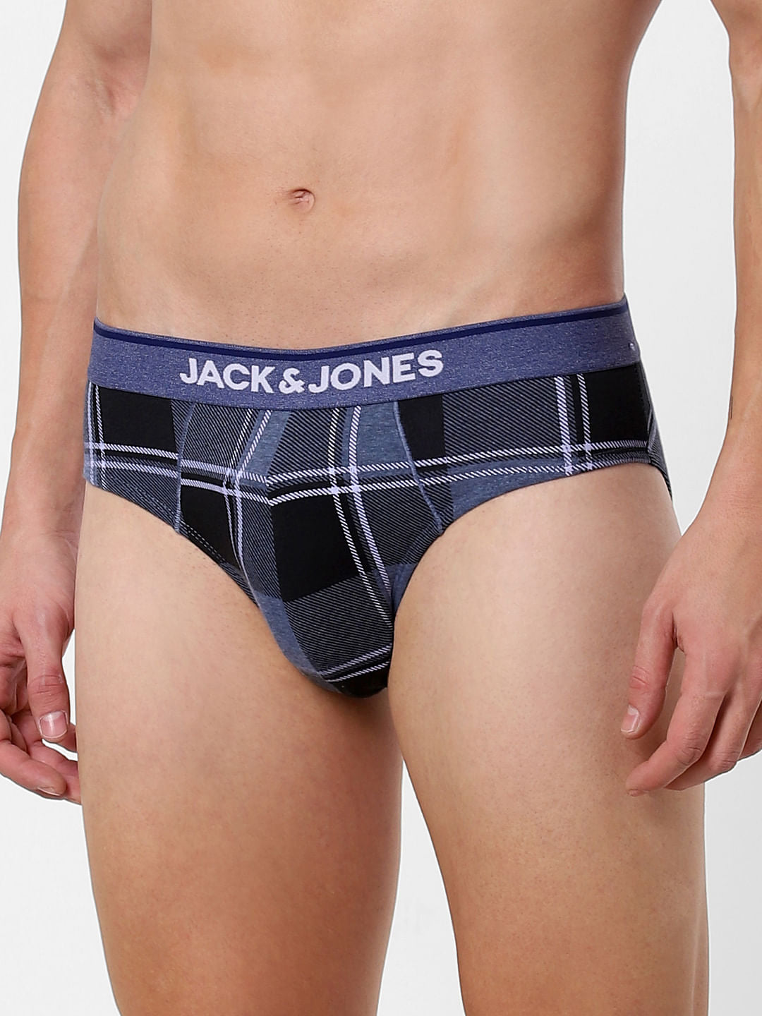 Blue Check Print Briefs