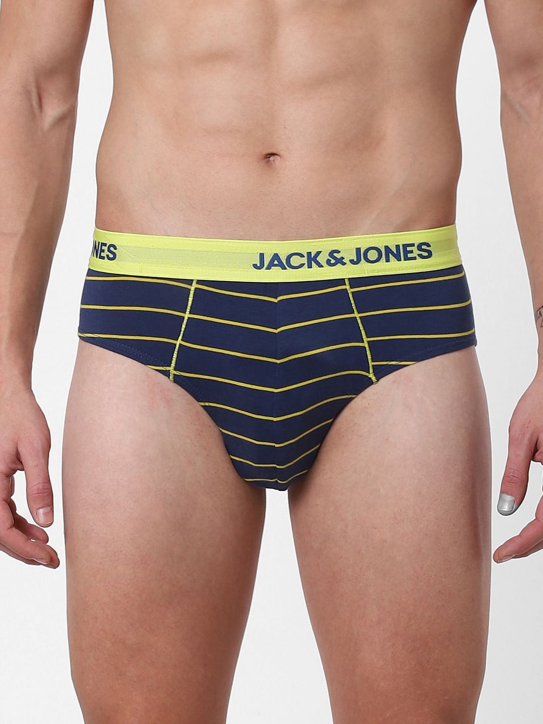 Dark Blue Striped Briefs - S