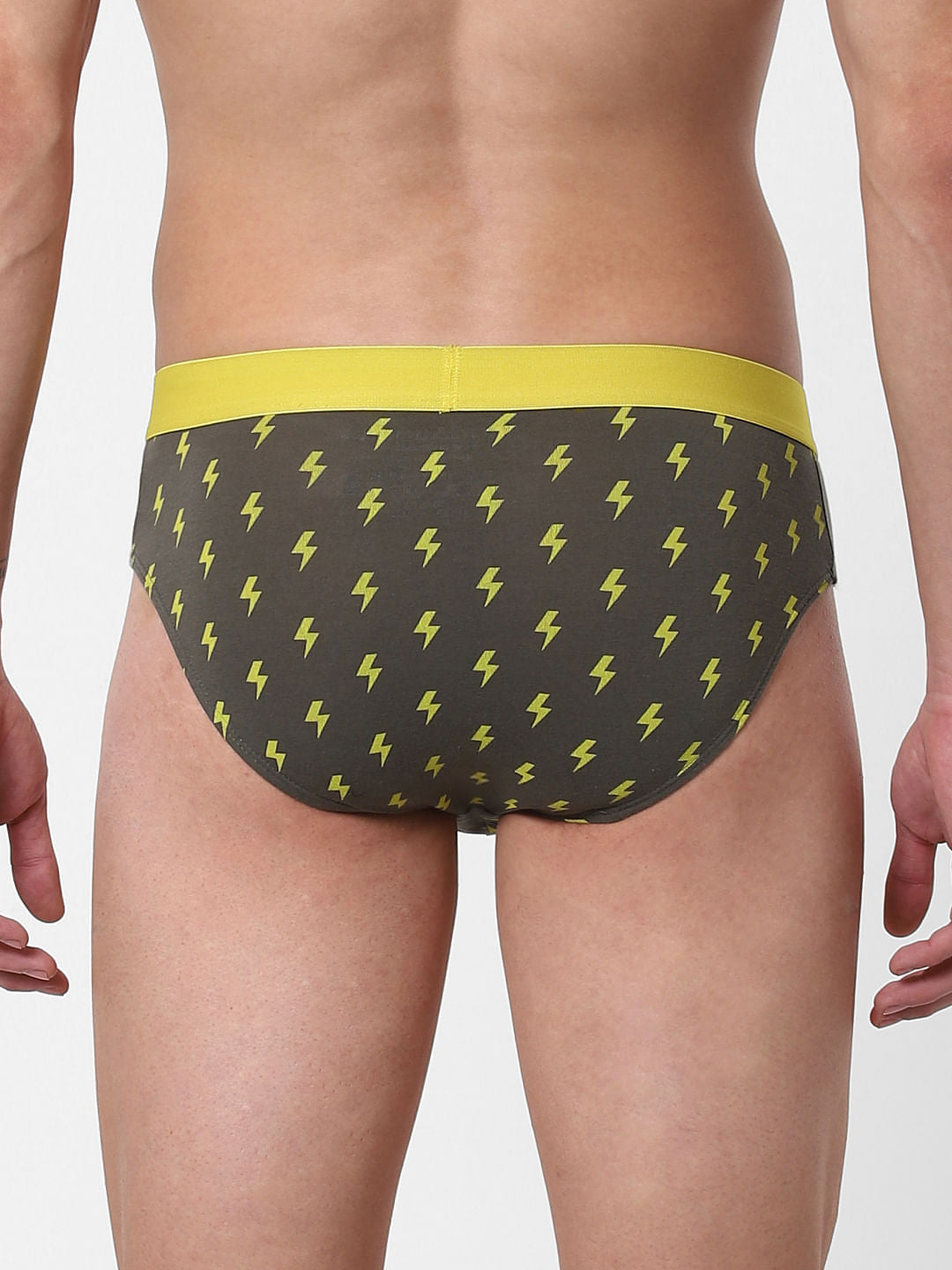 Green Thunder Bolt Print Briefs