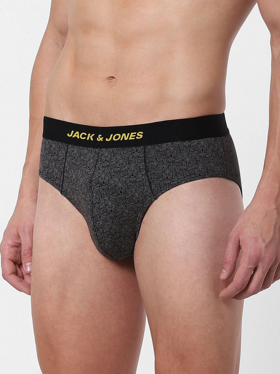 Black Abstract Print Briefs