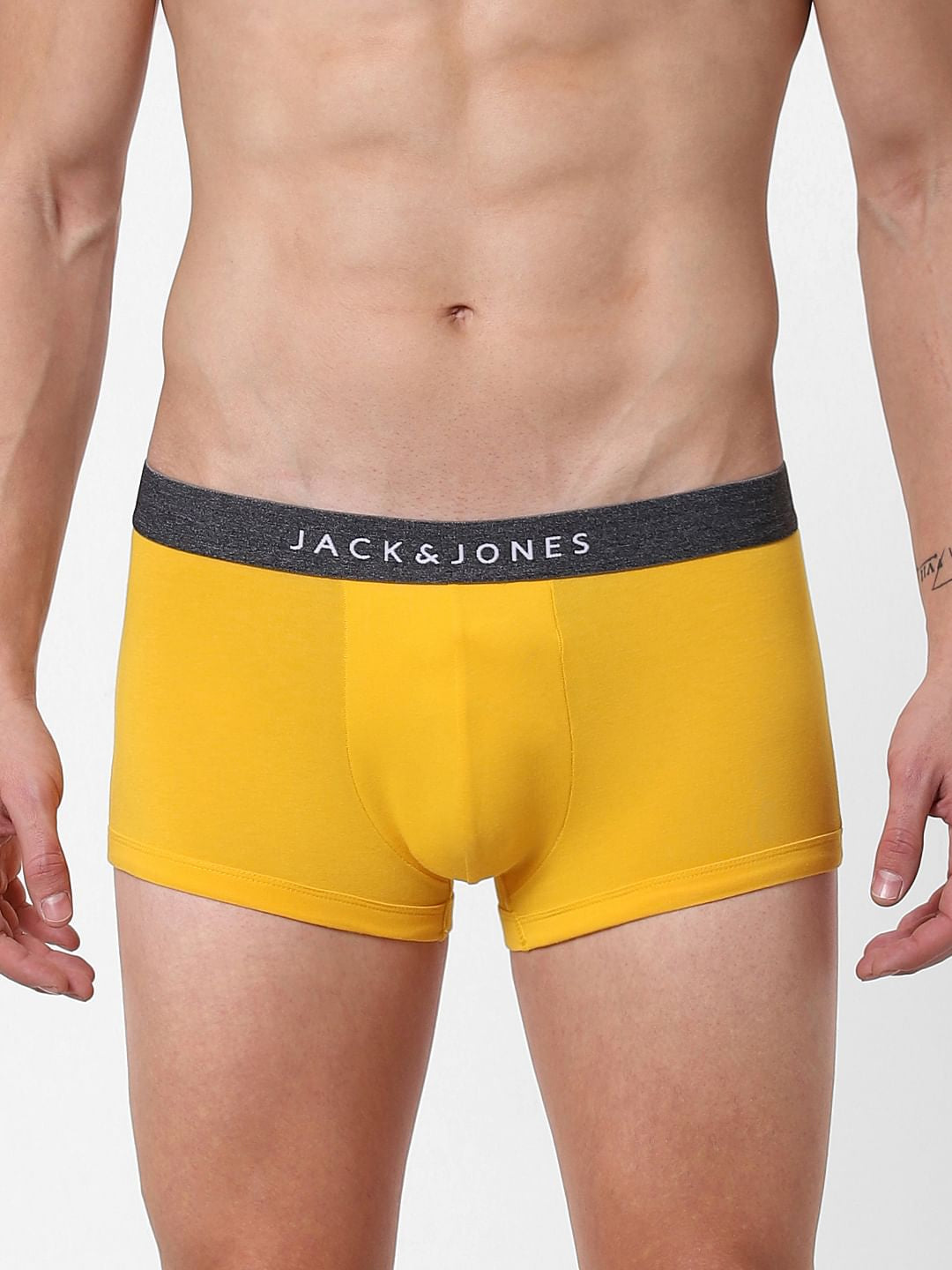 Yellow Logo Print Brazilian Trunks - S