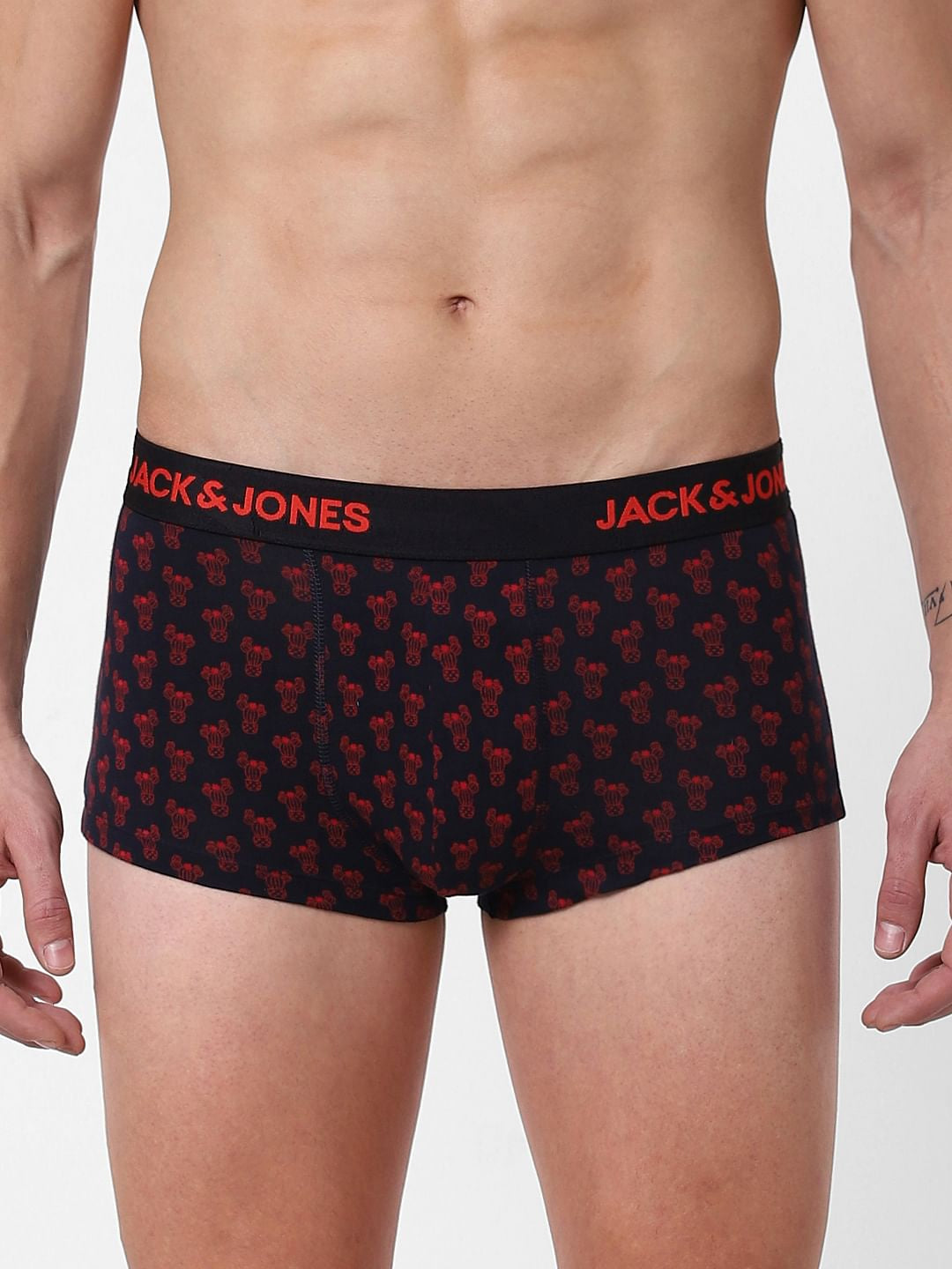 Navy Blue Printed Brazilian Trunks - S