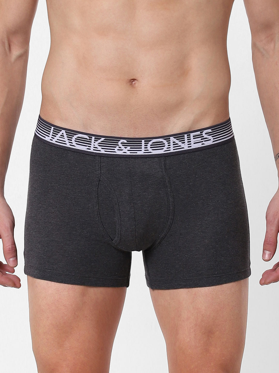 Dark Grey Logo Print Trunks