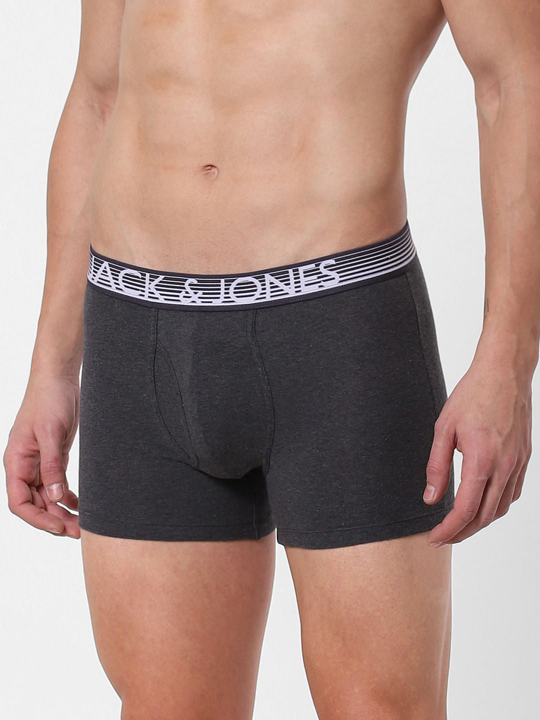Dark Grey Logo Print Trunks