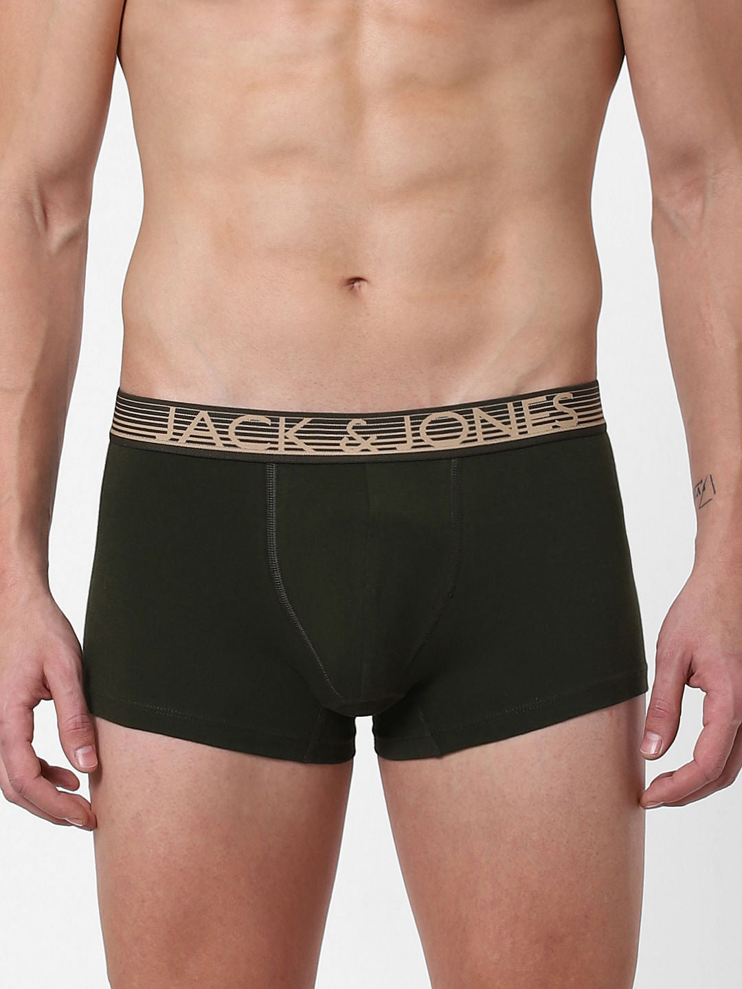 Olive Logo Print Trunks - S