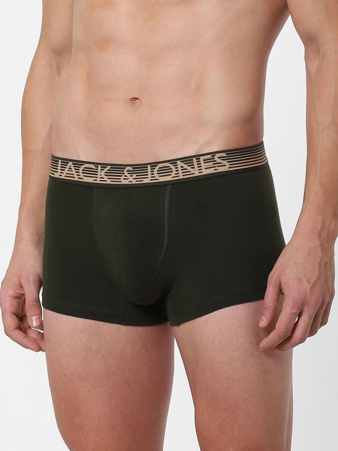 Olive Logo Print Trunks
