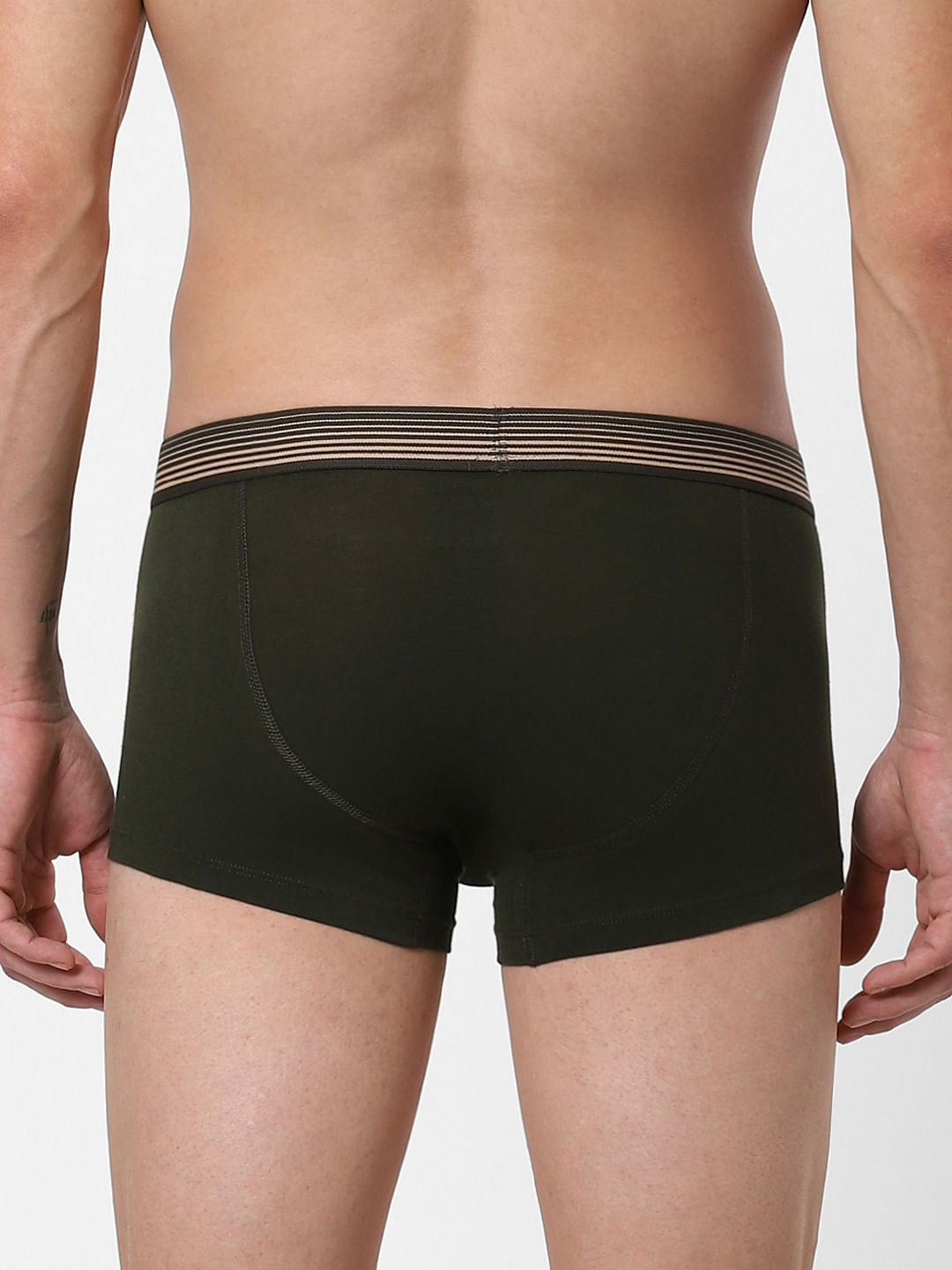 Olive Logo Print Trunks