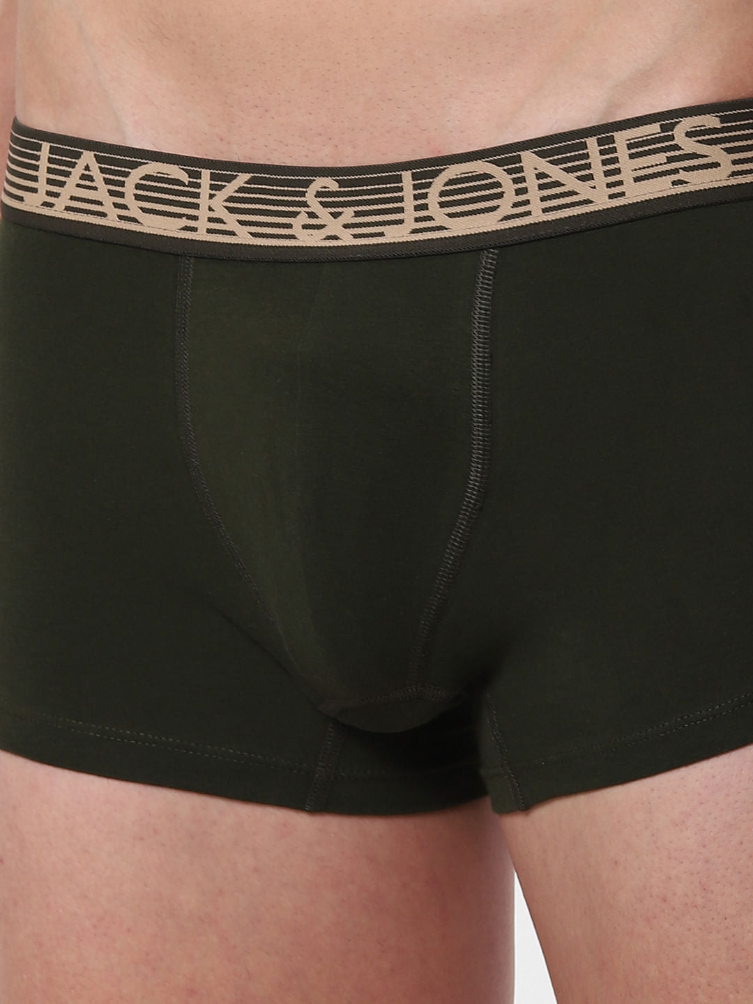 Olive Logo Print Trunks