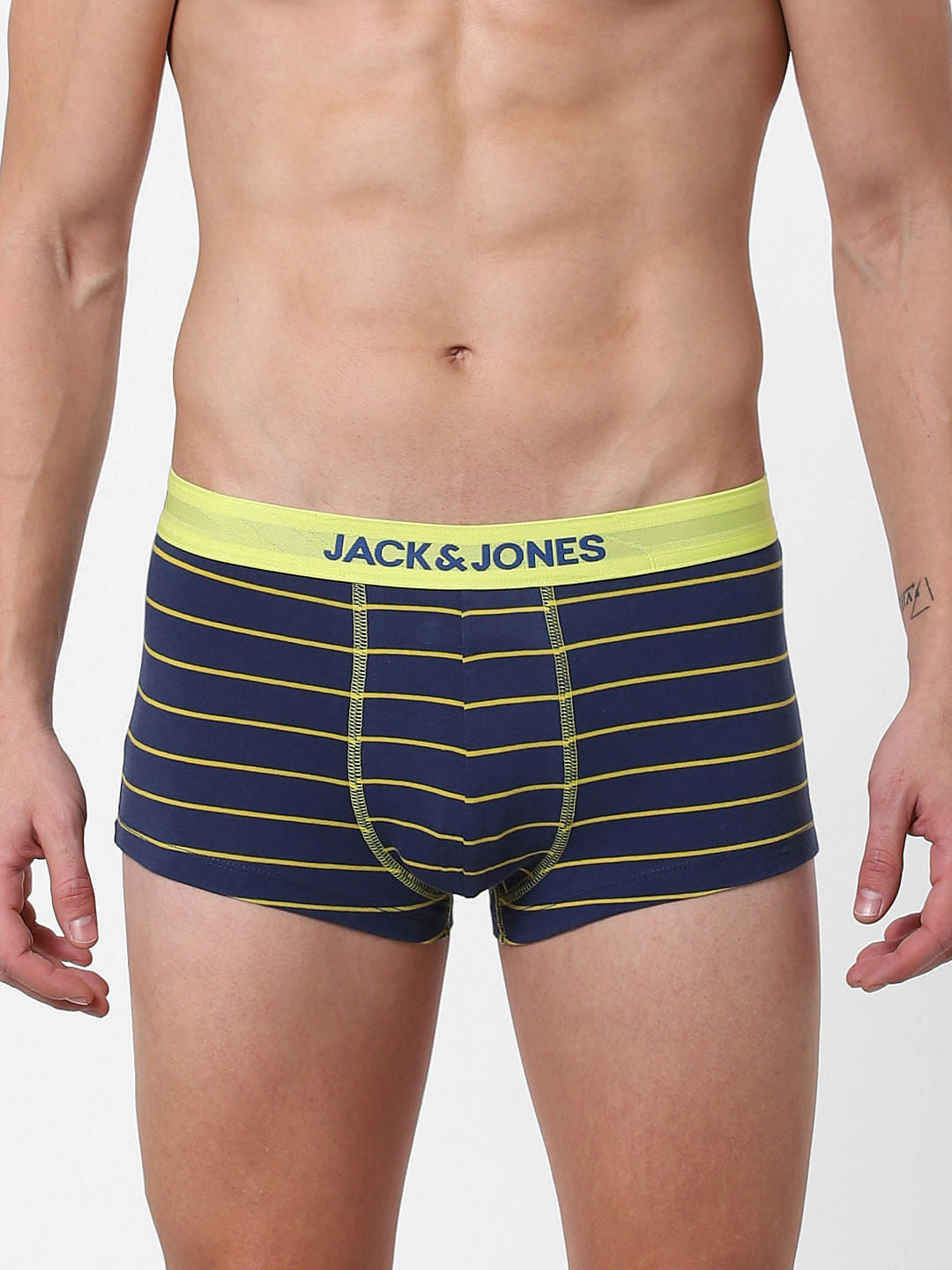 Dark Blue Striped Brazilian Trunks - S