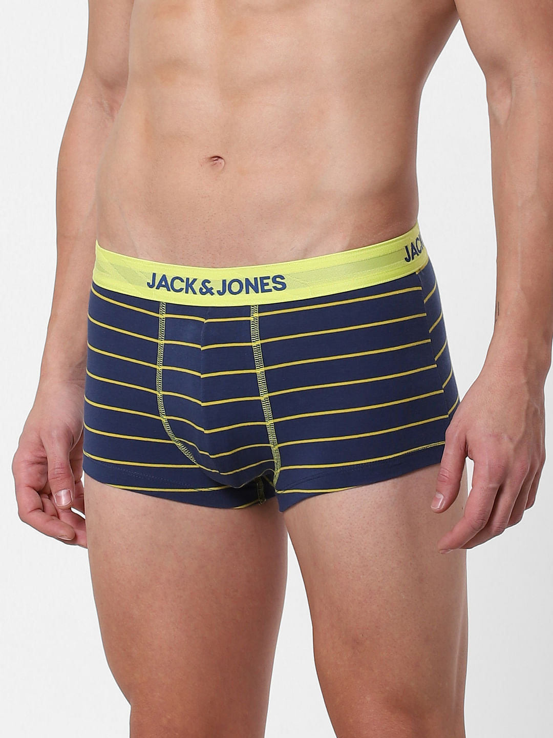 Dark Blue Striped Brazilian Trunks