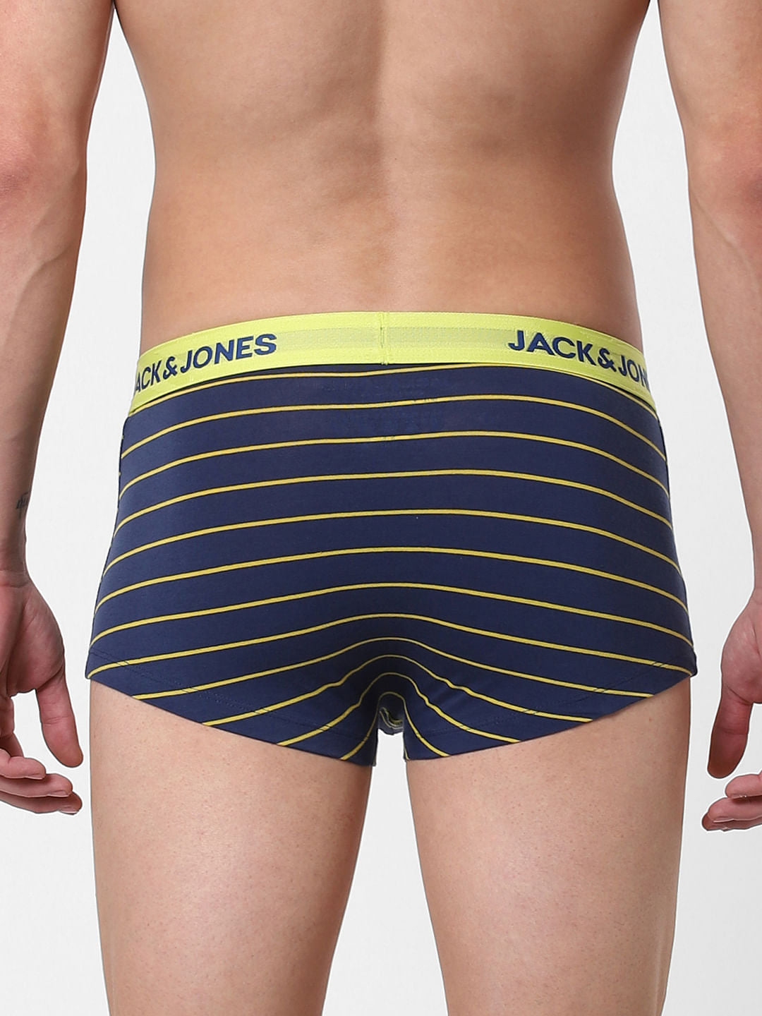 Dark Blue Striped Brazilian Trunks