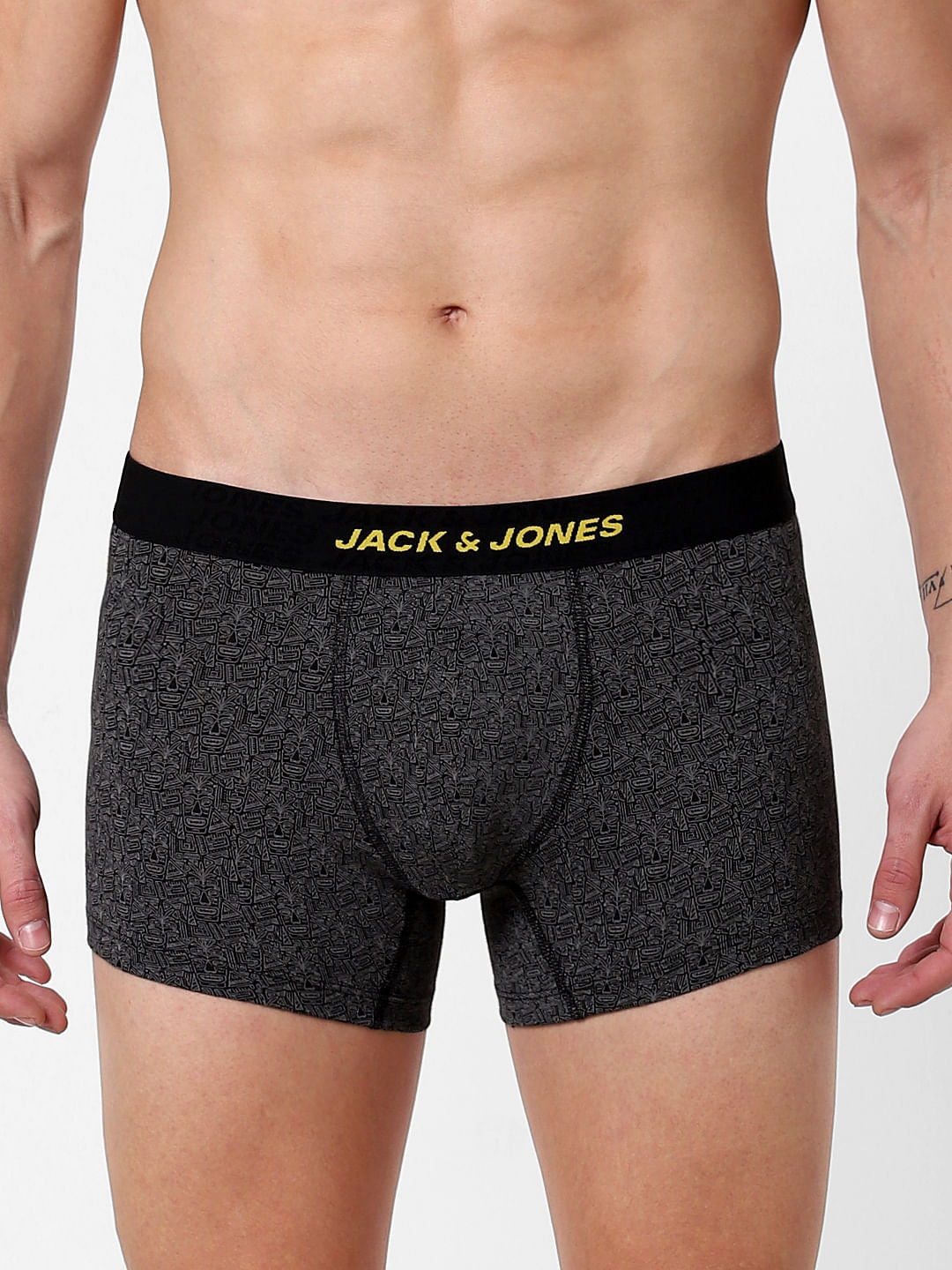 Black Abstract Print Trunks - S
