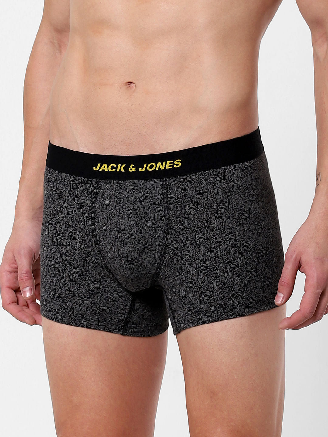 Black Abstract Print Trunks
