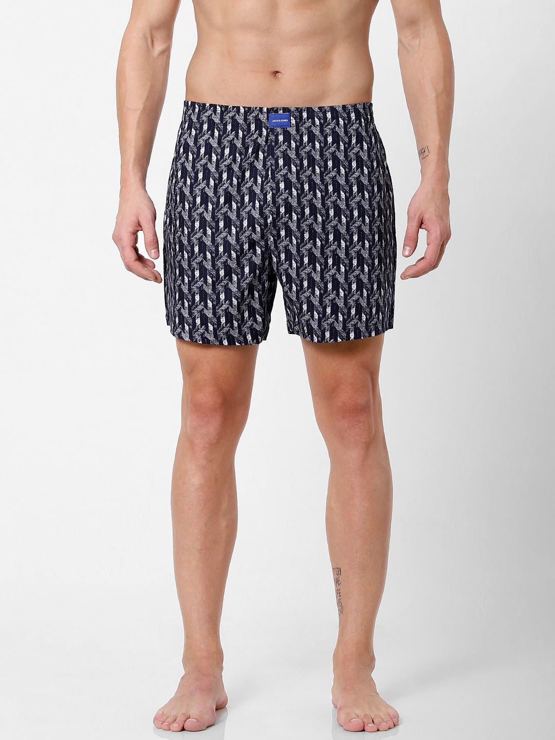 Navy Blue Printed Boxers - S