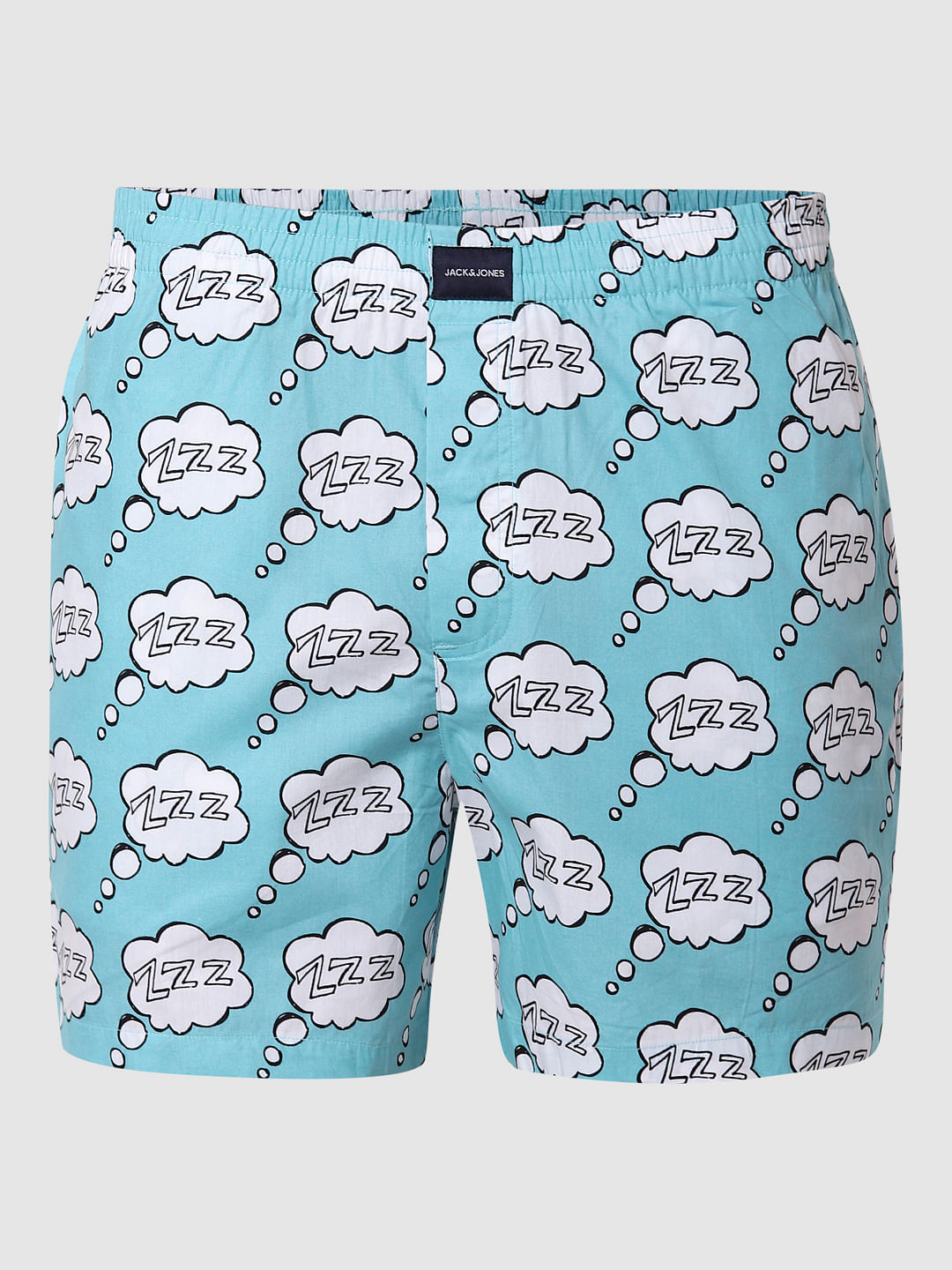 Blue Lazy Text Print Boxers