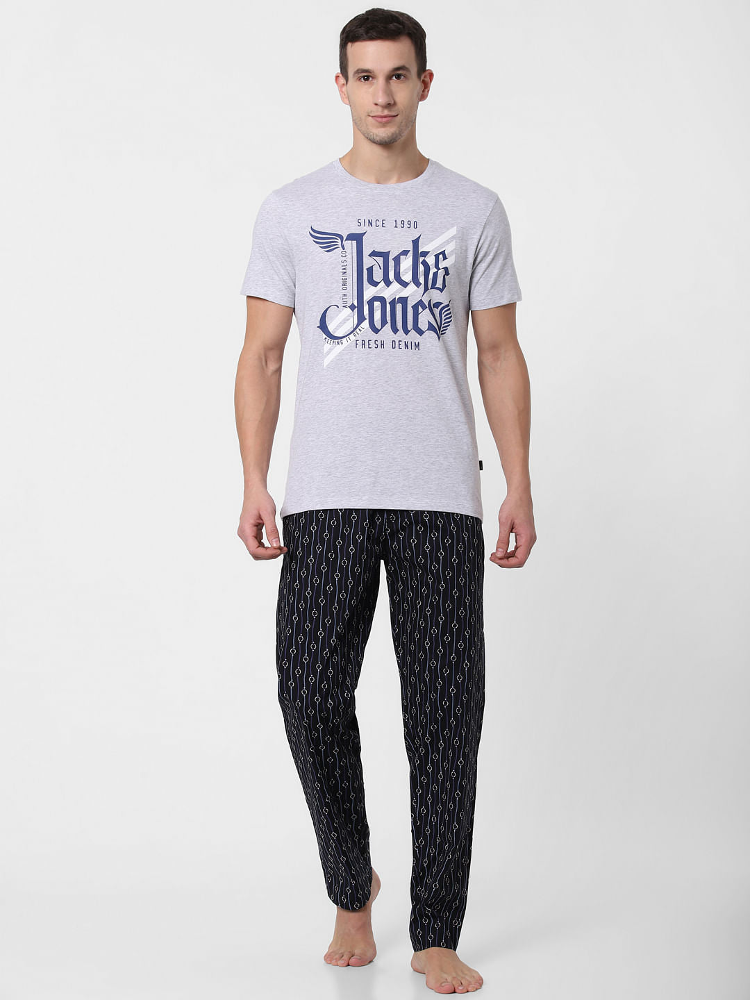 Grey Logo Print Crew Neck T-shirt - S