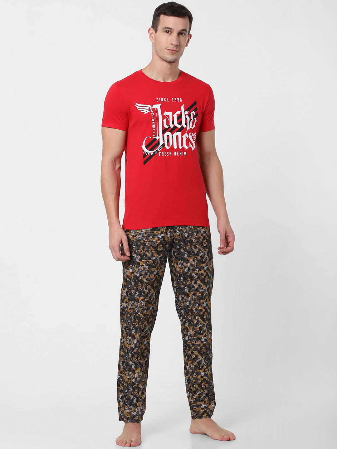 Red Logo Print Crew Neck T-shirt - S