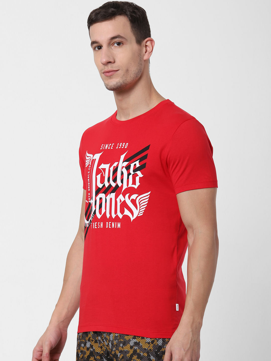 Red Logo Print Crew Neck T-shirt