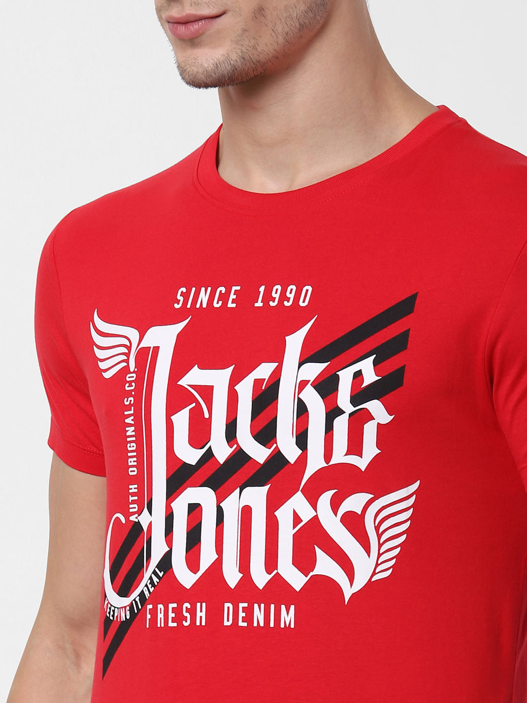 Red Logo Print Crew Neck T-shirt