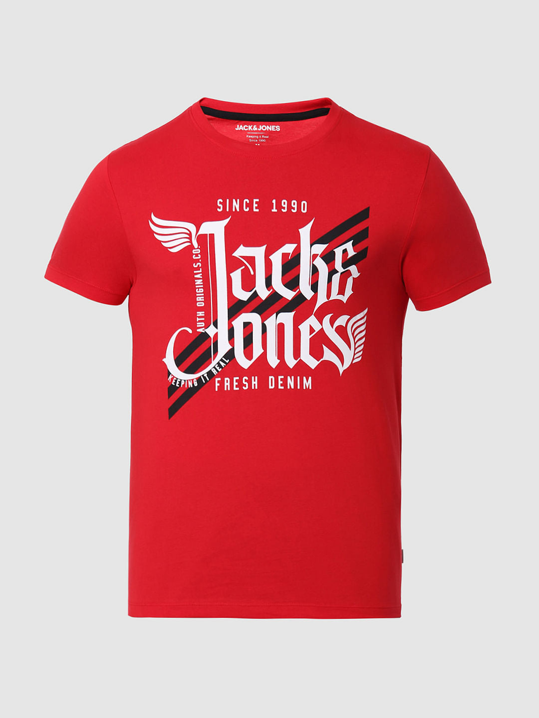 Red Logo Print Crew Neck T-shirt