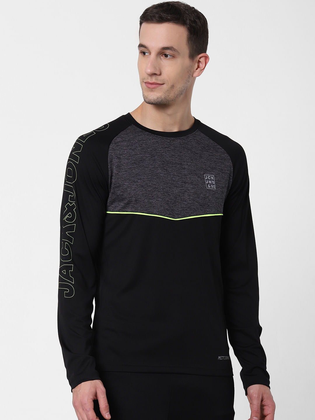 Black Colourblocked Crew Neck T-shirt