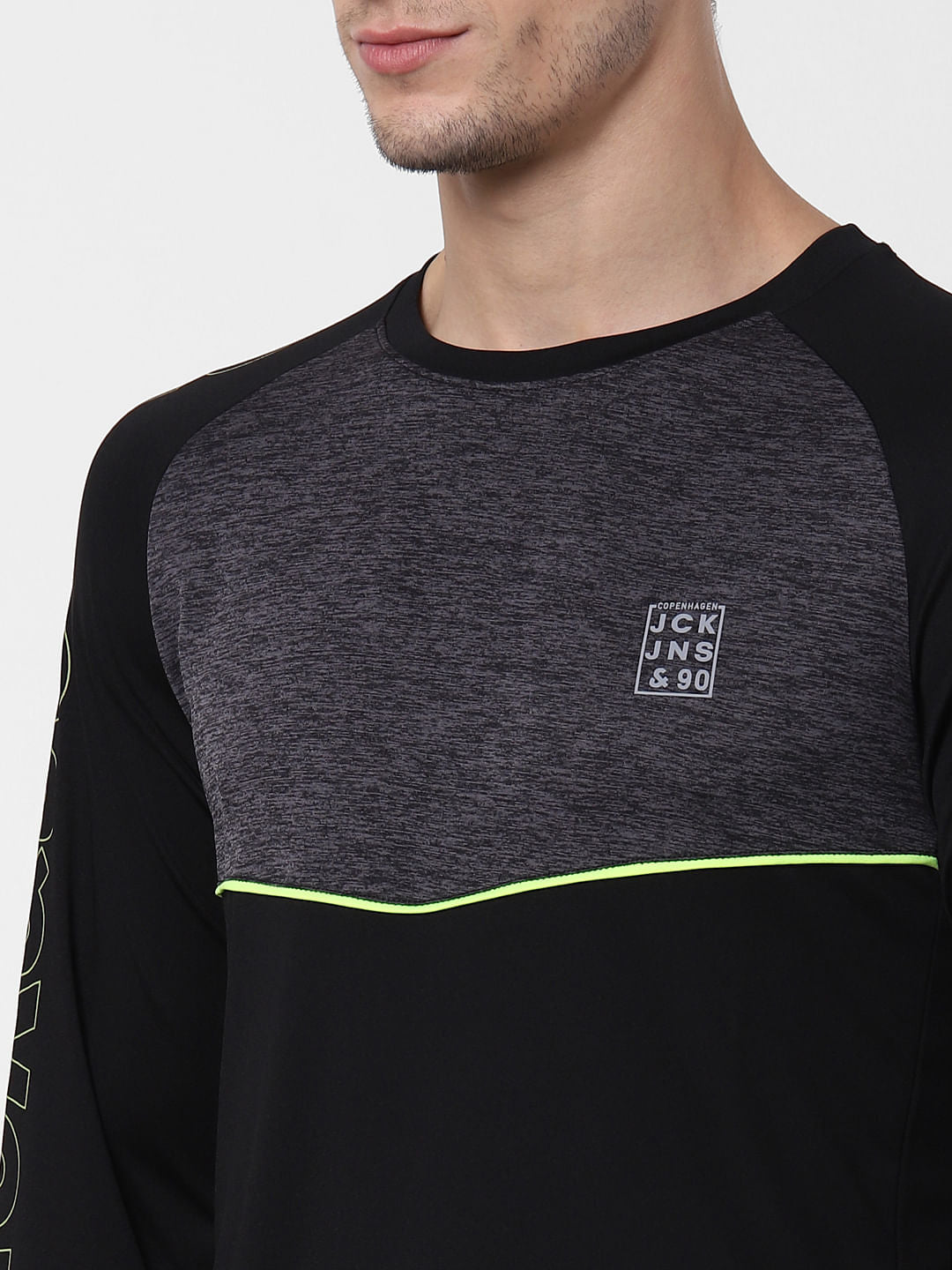 Black Colourblocked Crew Neck T-shirt