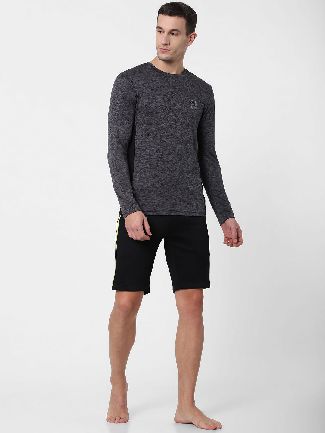 Dark Grey Colourblocked Crew Neck T-shirt