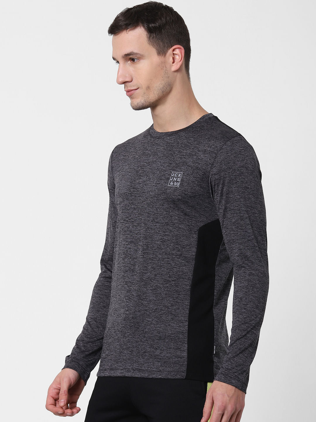 Dark Grey Colourblocked Crew Neck T-shirt