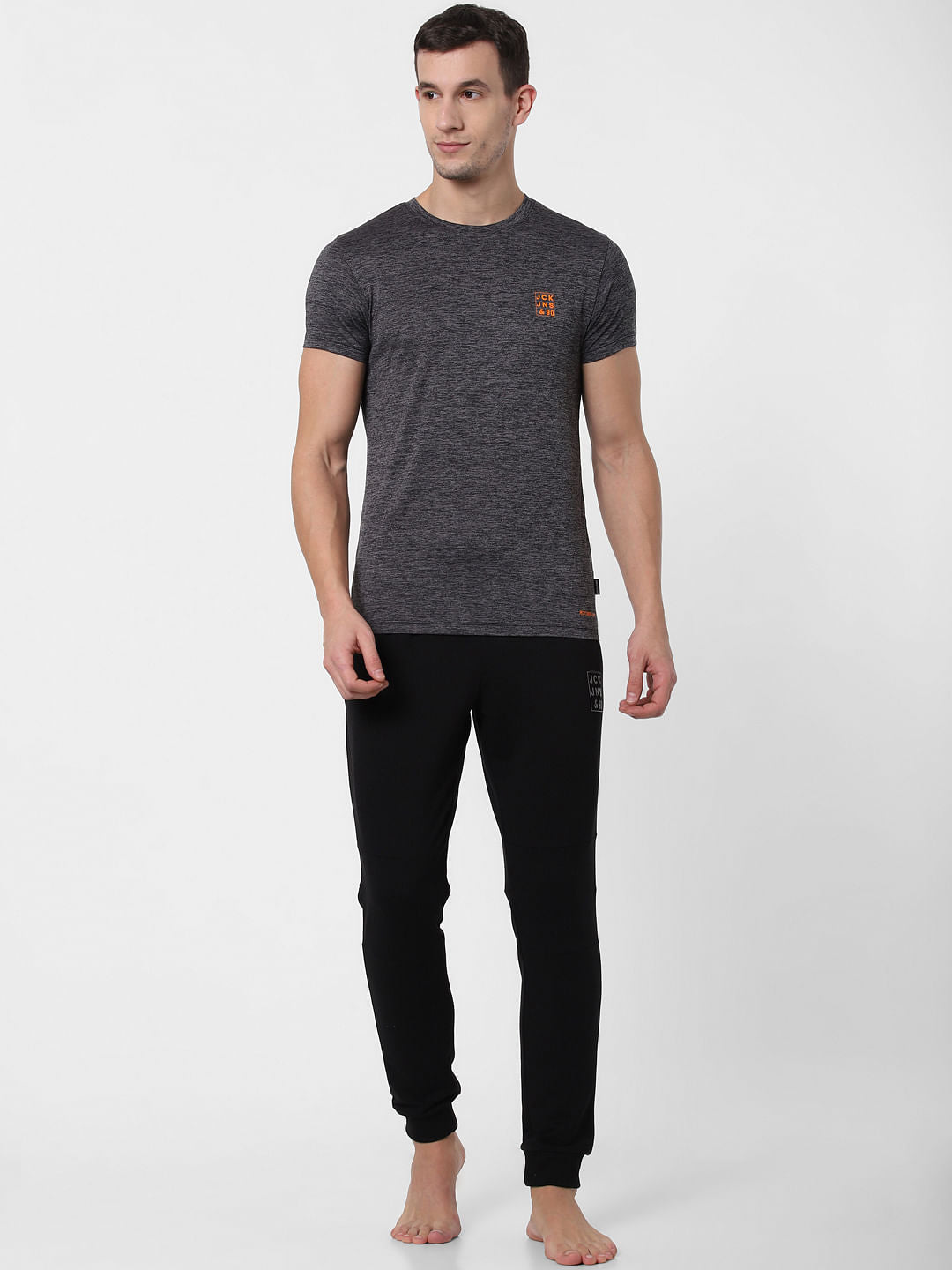 Black Logo Print Crew Neck T-shirt - S