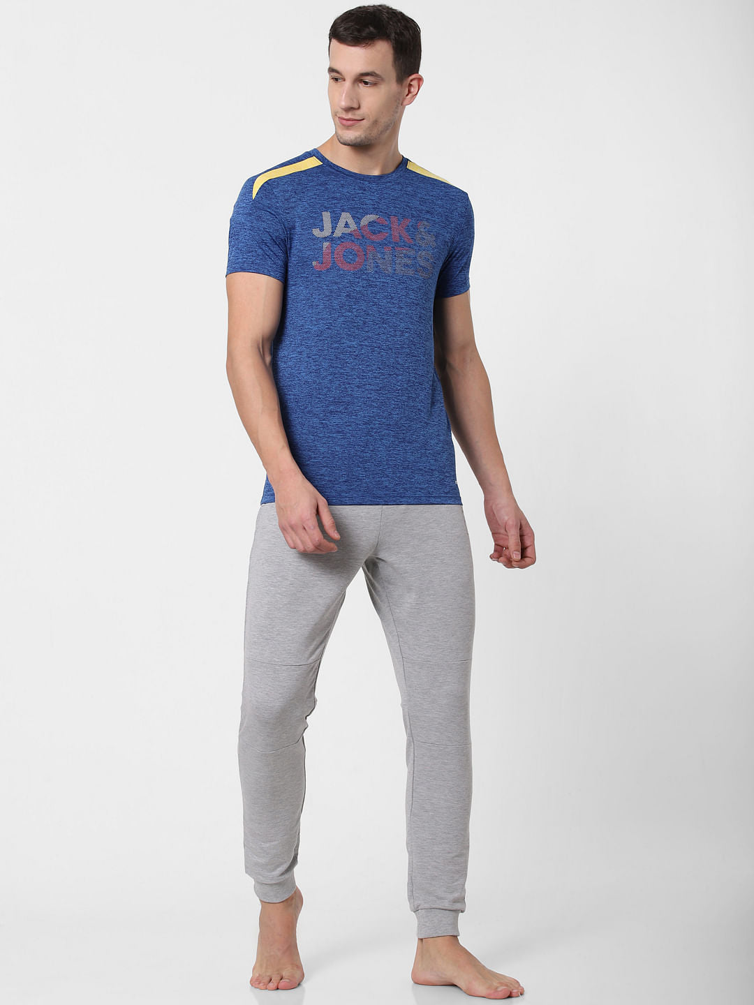 Blue Logo Print Crew Neck T-shirt - S