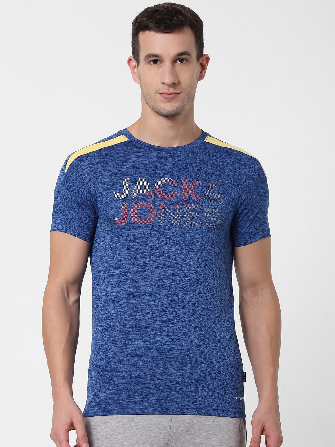 Blue Logo Print Crew Neck T-shirt