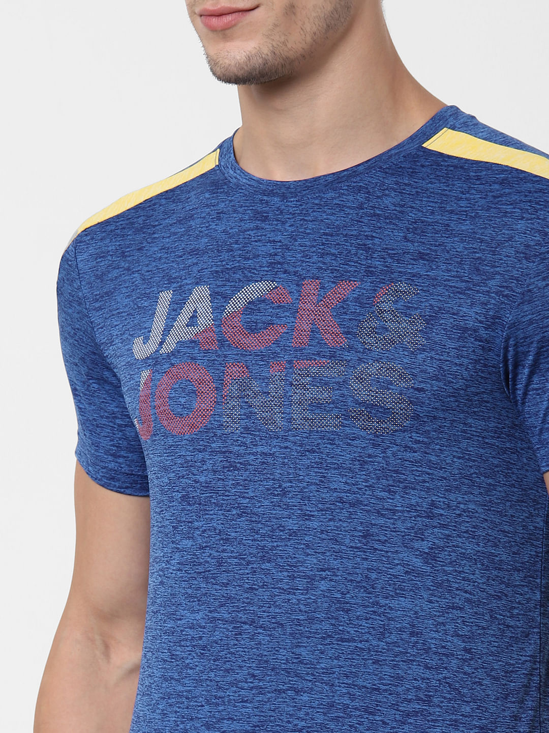 Blue Logo Print Crew Neck T-shirt