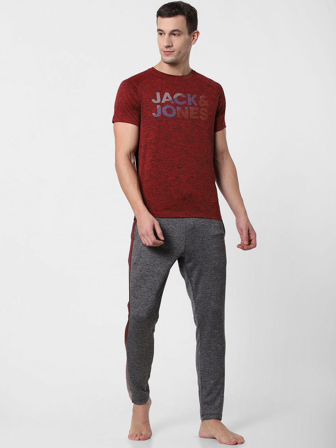 Red Logo Print Crew Neck T-shirt - S