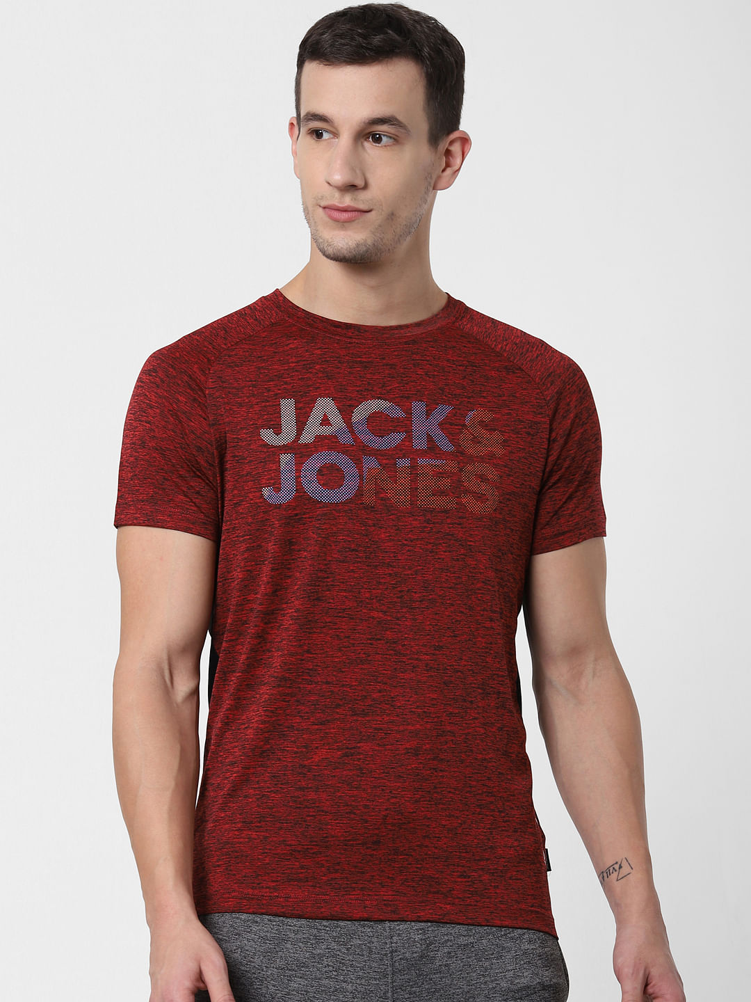 Red Logo Print Crew Neck T-shirt