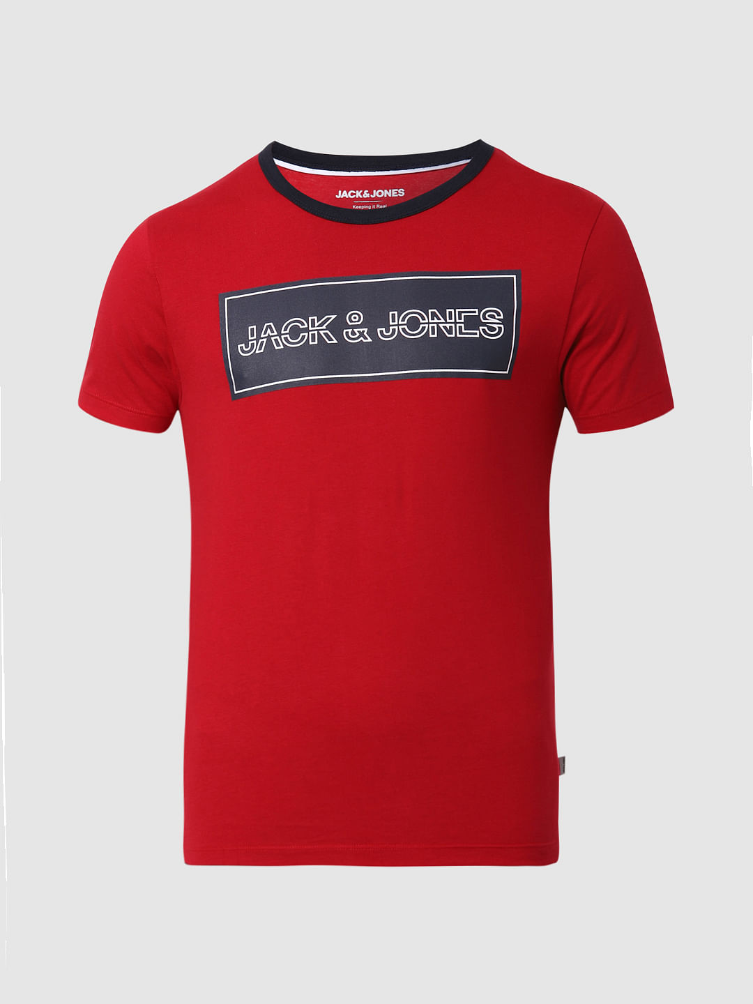 Red Logo Print Crew Neck T-shirts Online in India - Flat 10% Off