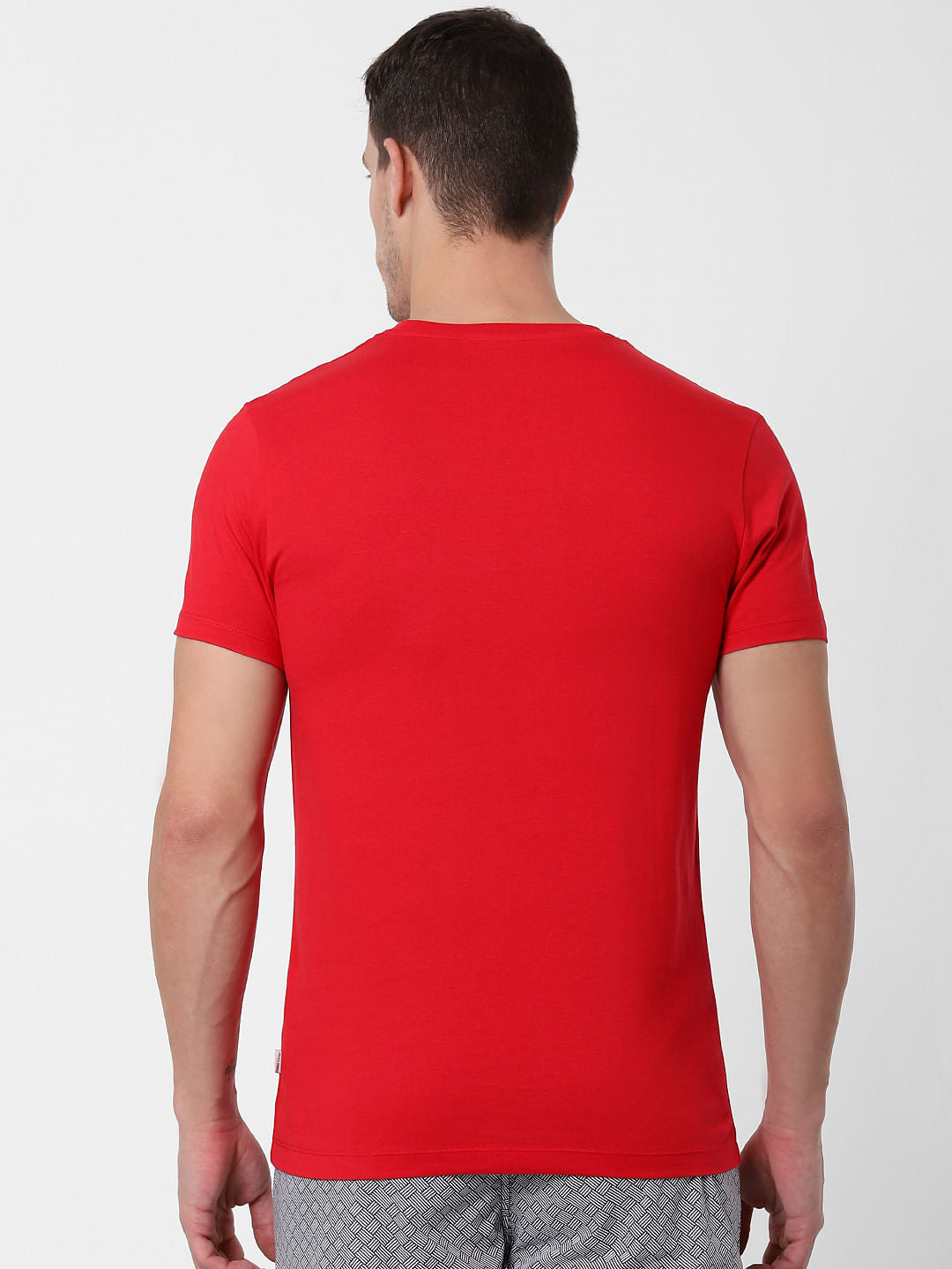 Red Logo Print Crew Neck T-shirts Online in India - Flat 10% Off