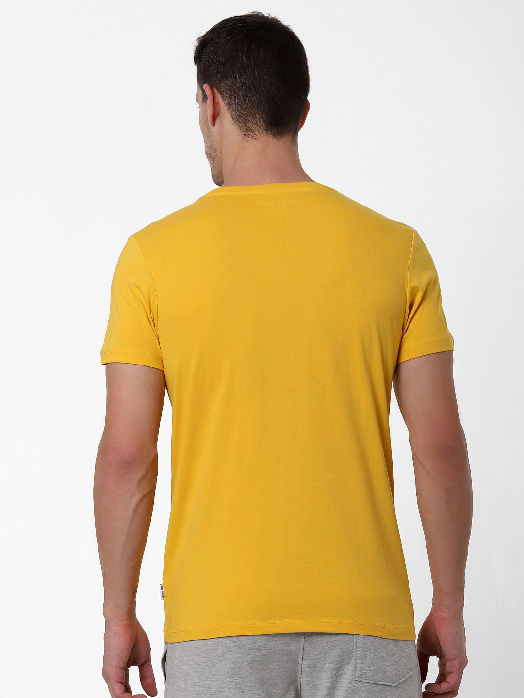 Yellow Logo Print Crew Neck T-shirt Online in India - Flat 10% Off