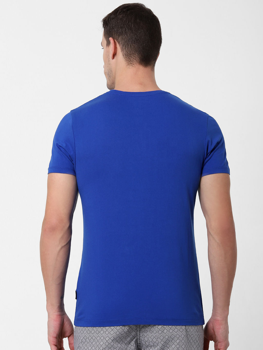 Blue Logo Print Crew Neck T-shirt Online in India - Flat 10% Off