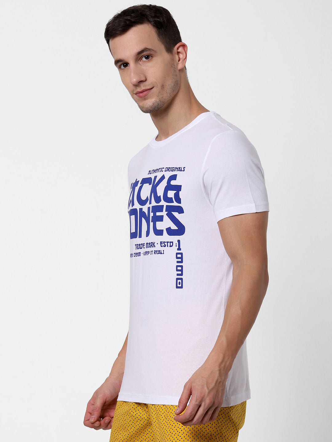 White Logo Print Crew Neck T-shirt