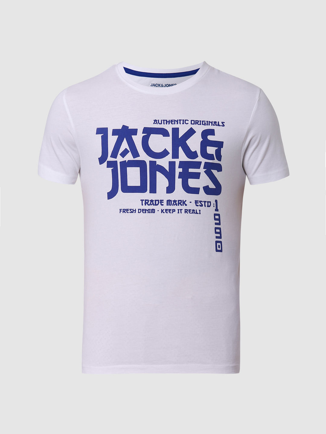 White Logo Print Crew Neck T-shirt