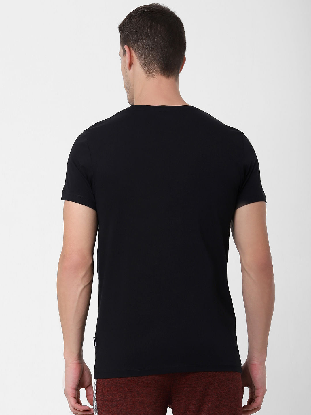 Black Text Print Crew Neck T-shirt Online in India - Flat 10% Off