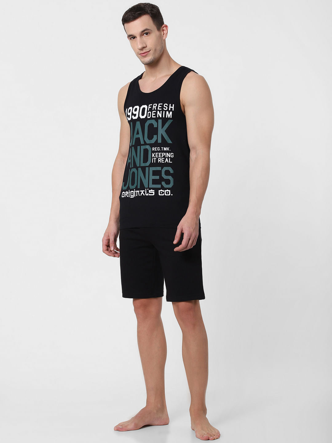 Black Logo Print Vest - S