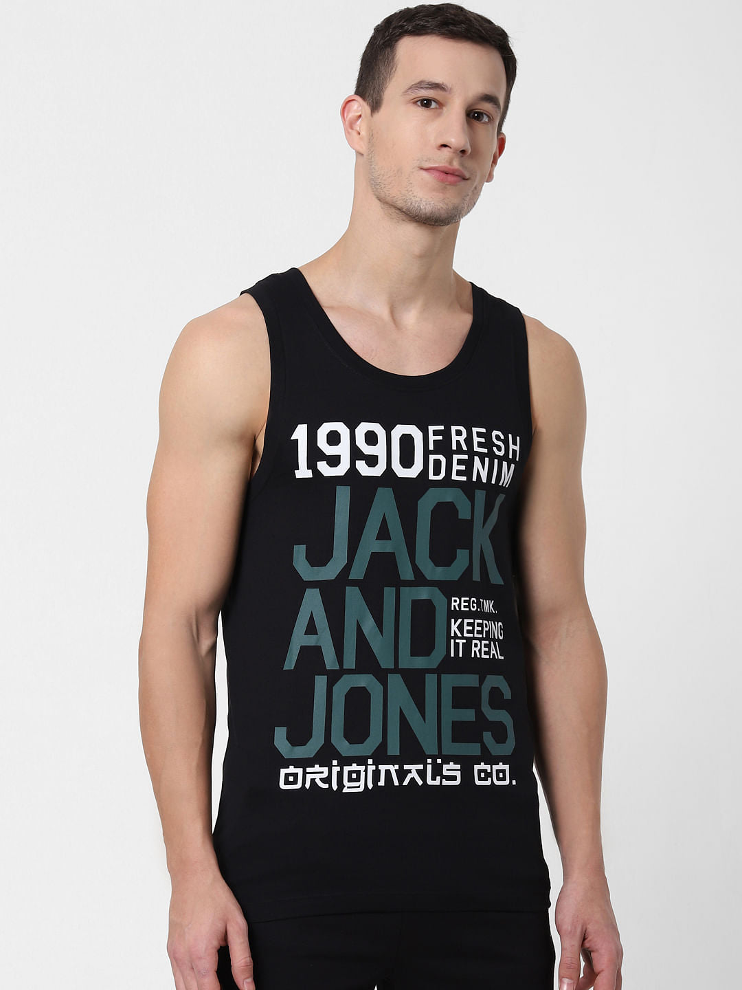 Black Logo Print Vest