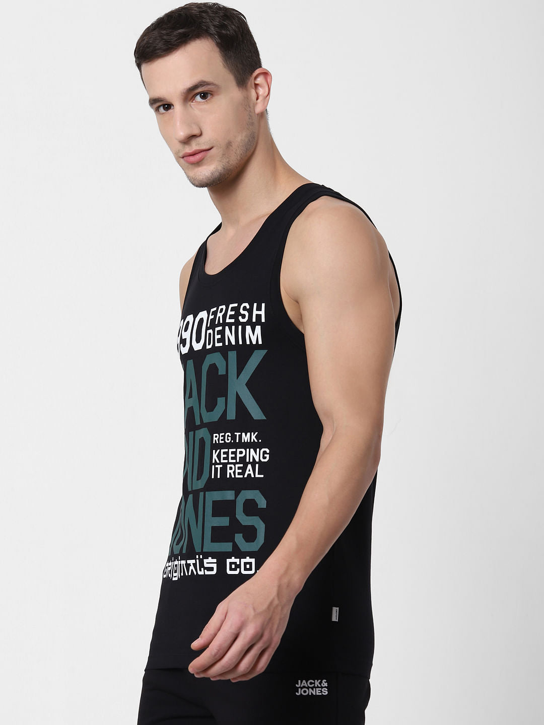 Black Logo Print Vest