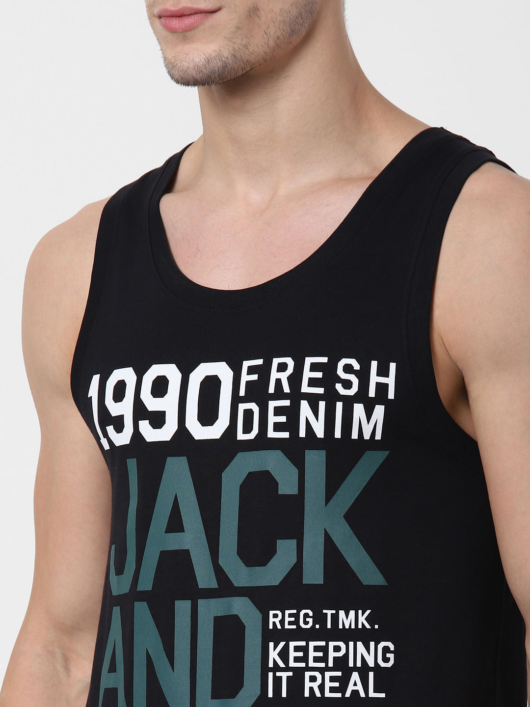 Black Logo Print Vest