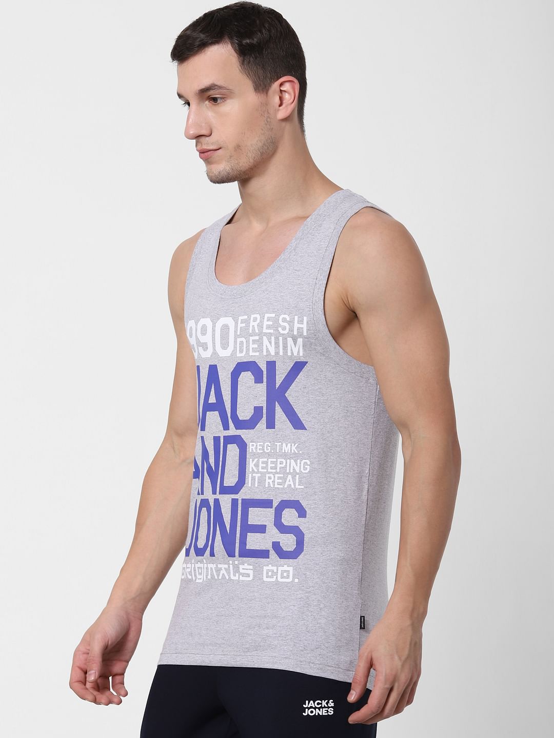 Grey Logo Print Vest