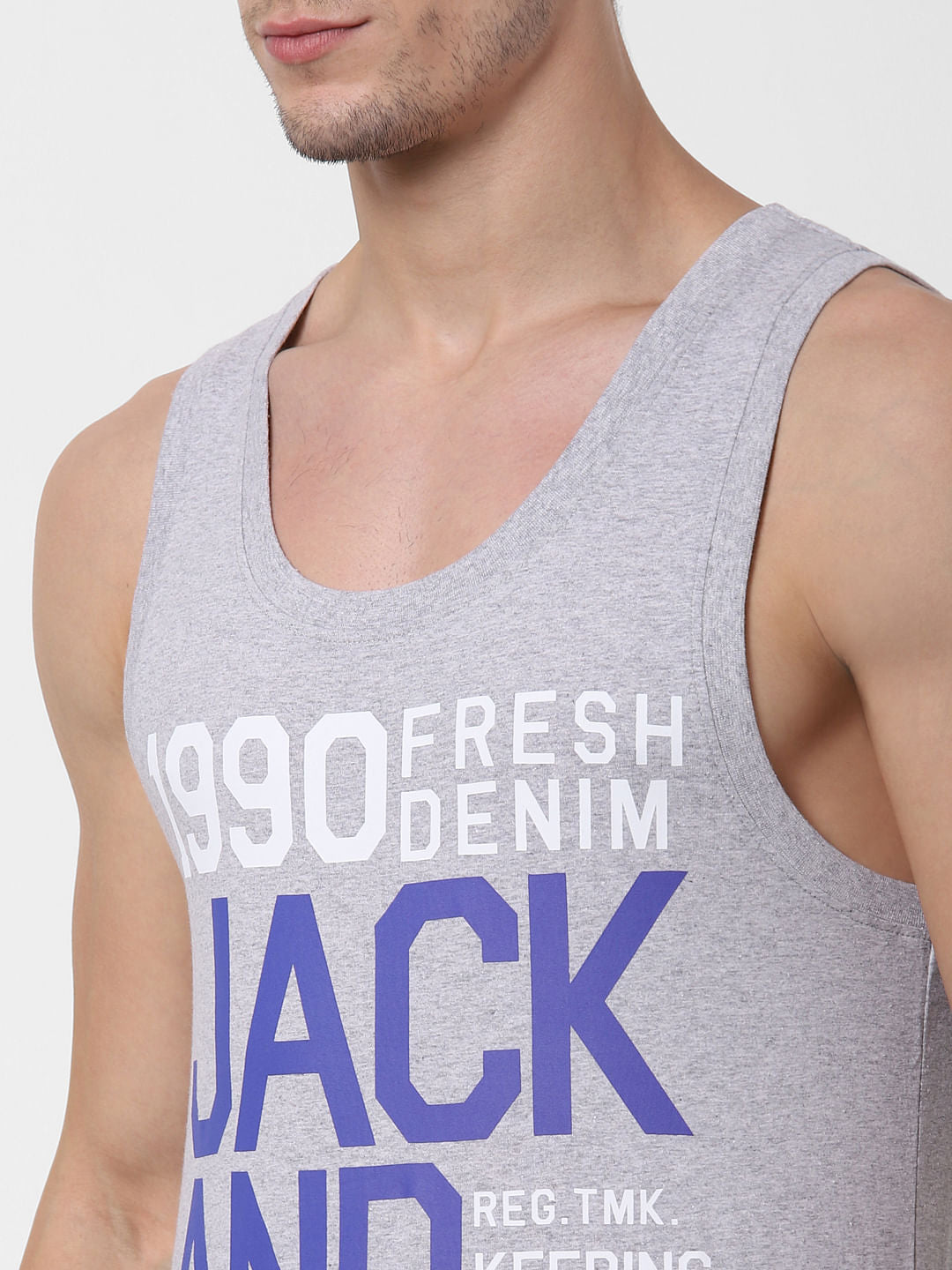 Grey Logo Print Vest