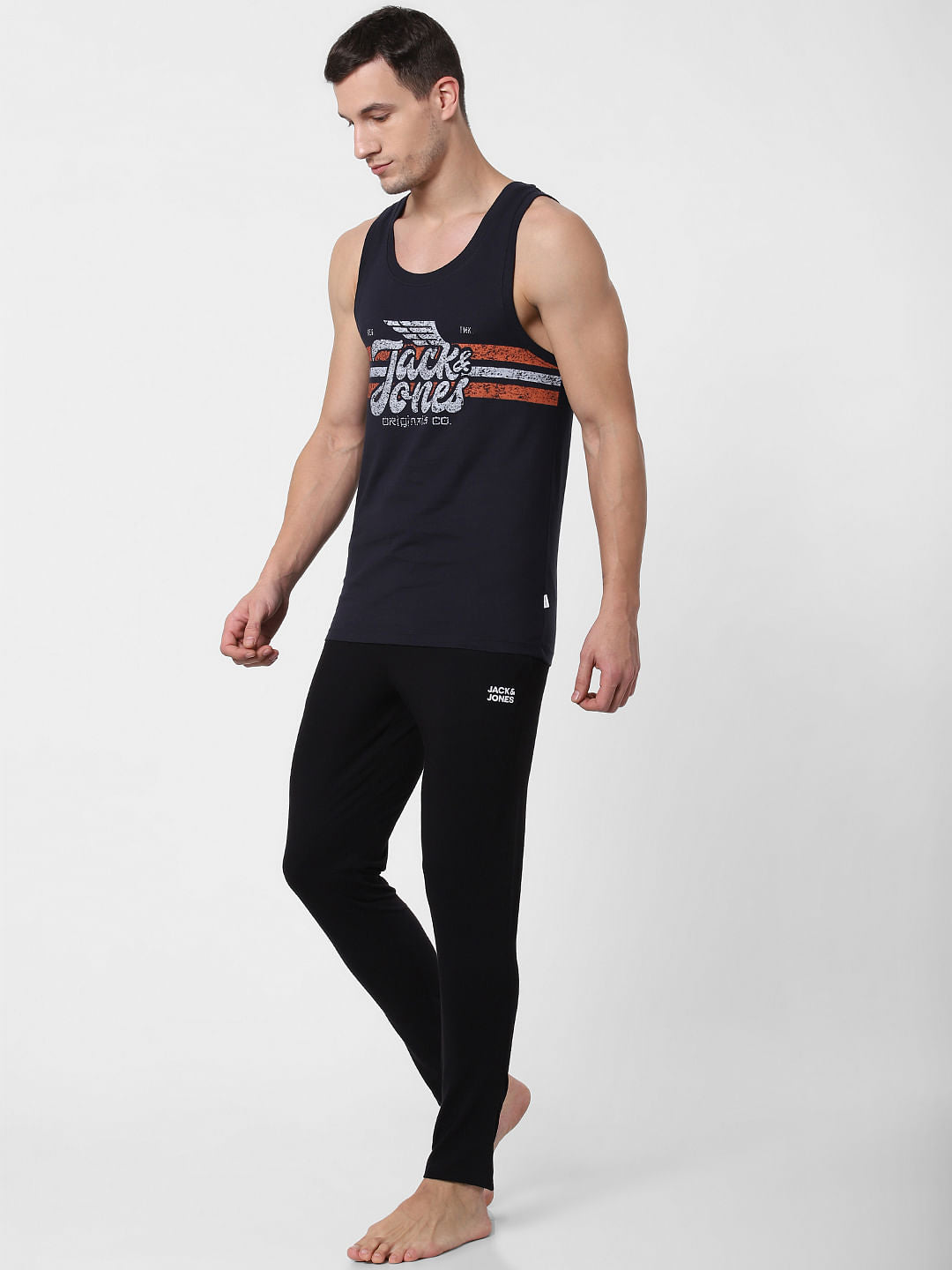 Navy Blue Logo Print Vest - S
